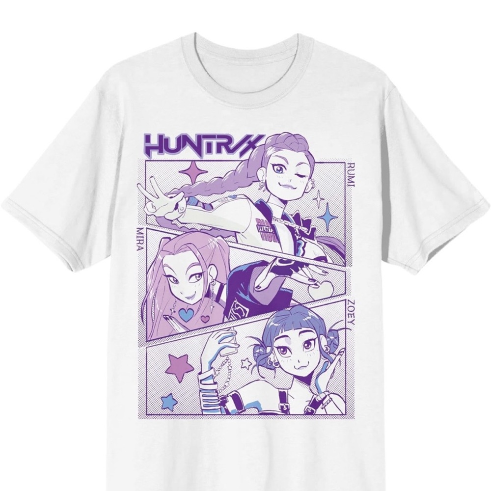 KPop Demon Hunters Panel Art Huntr T‑Shirt – White